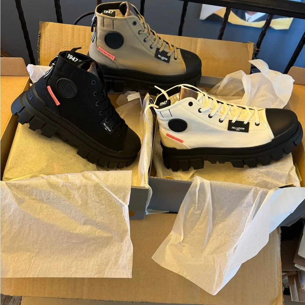 Palladium by Free Prople Black Platform Sneakers with Orange Accents - Picture 2 of 4